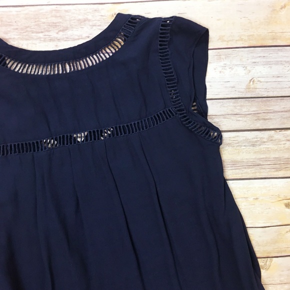 Rebecca Taylor Crochet Cut Out Blouse in navy - Picture 4 of 7